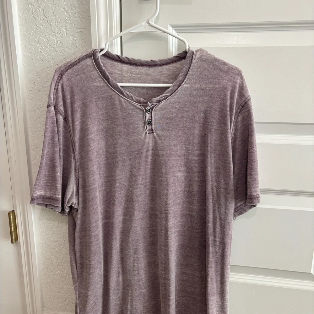 Lucky Brand Men's Short Sleeve Two Notch Burnout Shirt - Lavender - Picture 1 of 1